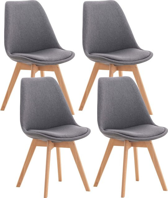CLP Esszimmerstuhl 4er Set Linares gepolstert mit Buchenholzgestell im skandinavischen Design - Bild 1