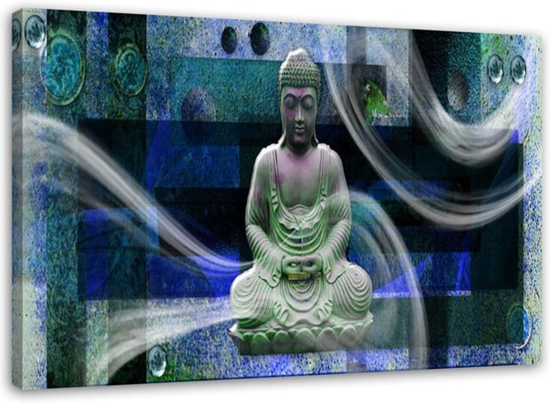Feeby Leinwand Boeddha Abstrakt Blau B: 60 cm, H: 40 cm - Bild 1