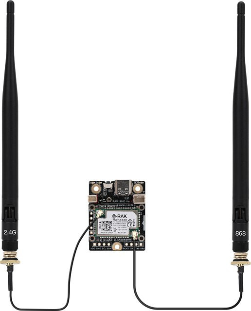 RAKwireless WisBlock Meshtastic Starter Kit in Schwarz mit RAK19003 Basisstation, RAK4631 LoRa-Knoten, RP2040 Sensoren und Antenne - Bild 1