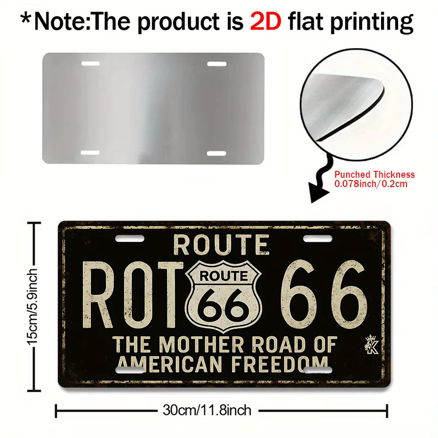 Carpenter's Retro 66Th Metall-Wanddekoration Mutter der Straße der amerikanischen Freiheit in Multicolour, B/H: 30,0 x 15,0 cm - Bild 5