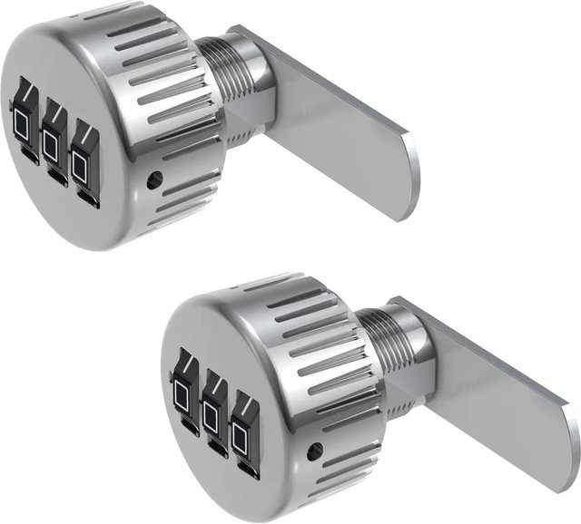 BASI Hebelschloss HS 362 mit einstellbarer Zahlenkombination für Spinde und Schubladen, 2er Set, Silber - Bild 1