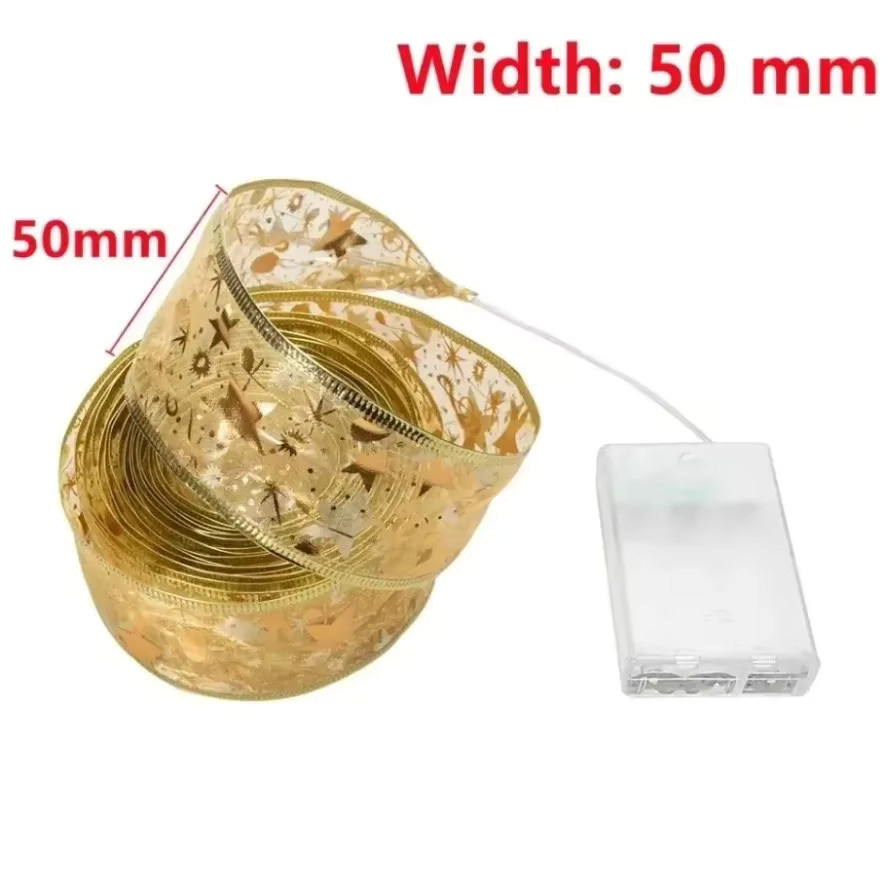 2er Set Doppel Schicht LED Lichterketten mit Schleifen in Gold/Messing für Weihnachtsbaum und Dekoration - Bild 5
