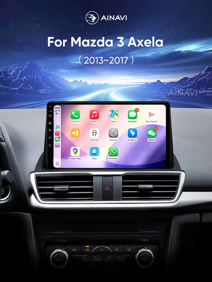 Ainavi Autoradio Multimedia-Player für Mazda 3 Axela 2013-2017 mit kabellosem Carplay, Android Auto, HDMI und 4G in Schwarz - Bild 6