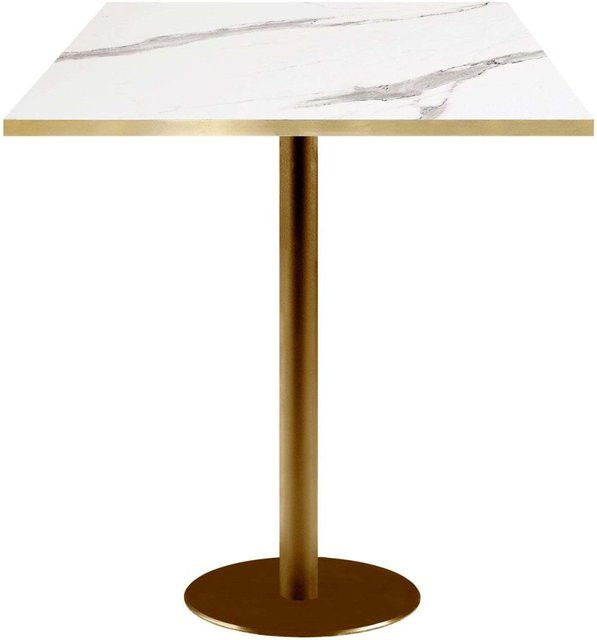 RestooTab Stehtisch Rome quadratisch mit weißer Platte und goldmetallic Gestell B/T/H: 70 x 70 x 113 cm - Bild 1