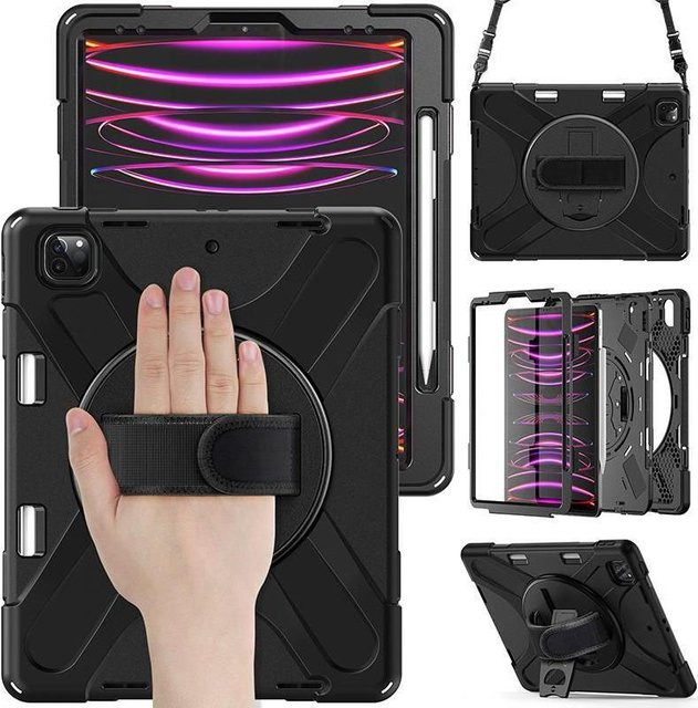 eSTUFF CHICAGO Schutzhülle für Apple iPad Pro 12.9 (3., 4., 5. und 6. Generation) aus Silikon und Polycarbonat, Schwarz - Bild 1