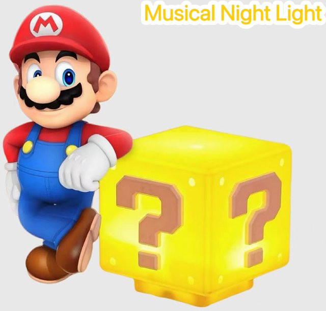 Bandai Super Mario Question Block Lampe, gelbes quadratisches Design, ab 6 Jahren - Bild 1