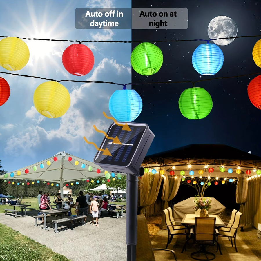 IEEYEEY Solarlaterne-Lichterkette mit LED im Boho-Design, wasserdichte LED-Girlande für die Gartendekoration im Außenbereich - Bild 3