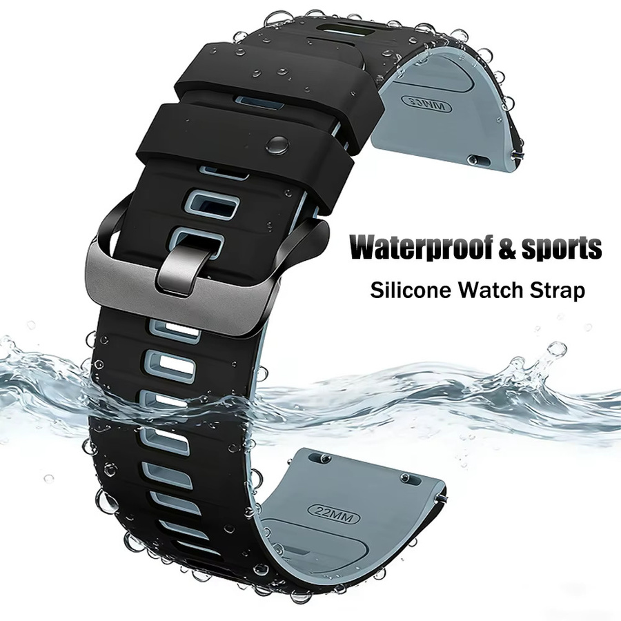 Hiyii Uhrenarmband Silikon, 22 mm, Schwarz, Unisex - Bild 1