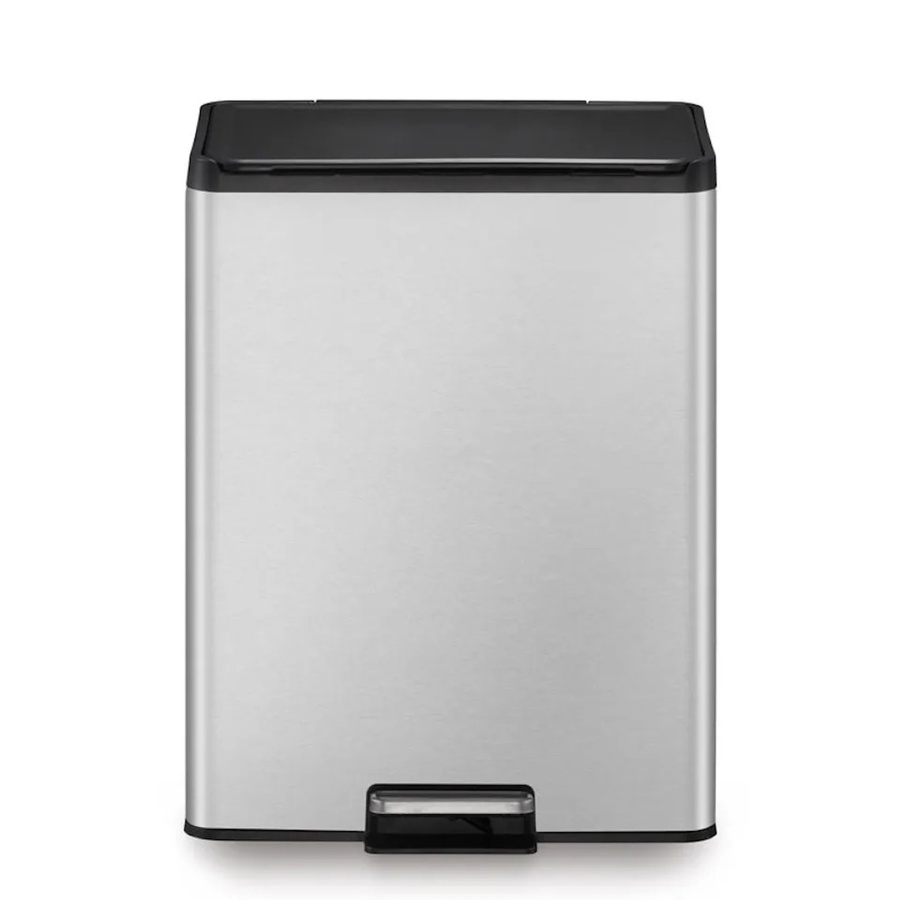 PROREGAL Rechteckiger Treteimer aus gebürstetem Edelstahl mit Soft Close und Stay Open Deckel, Silber, H x B x T: 59,2 x 33,8 x 46,2 cm, 40 Liter - Bild 2