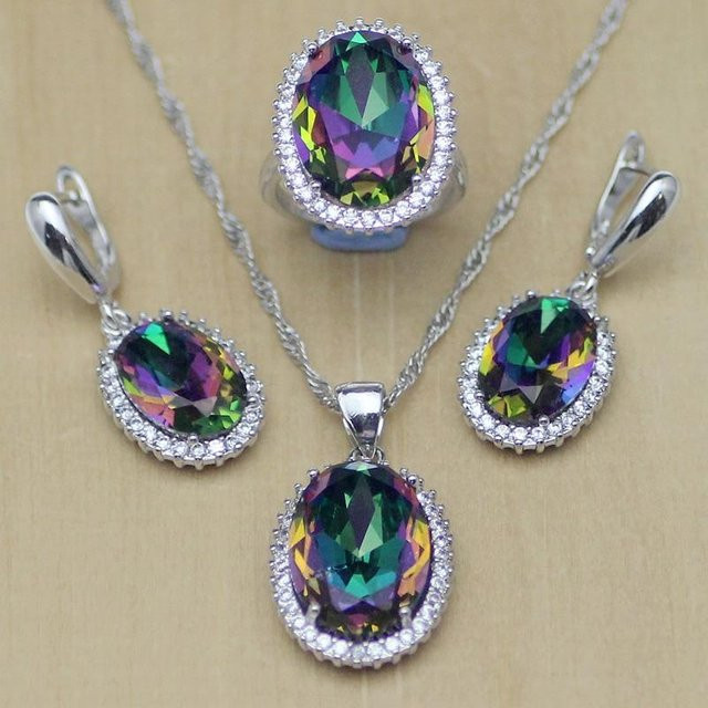 Schmuckset Damen, 925 Silber, Zirkonia, Bunt, Hochzeit - Bild 1
