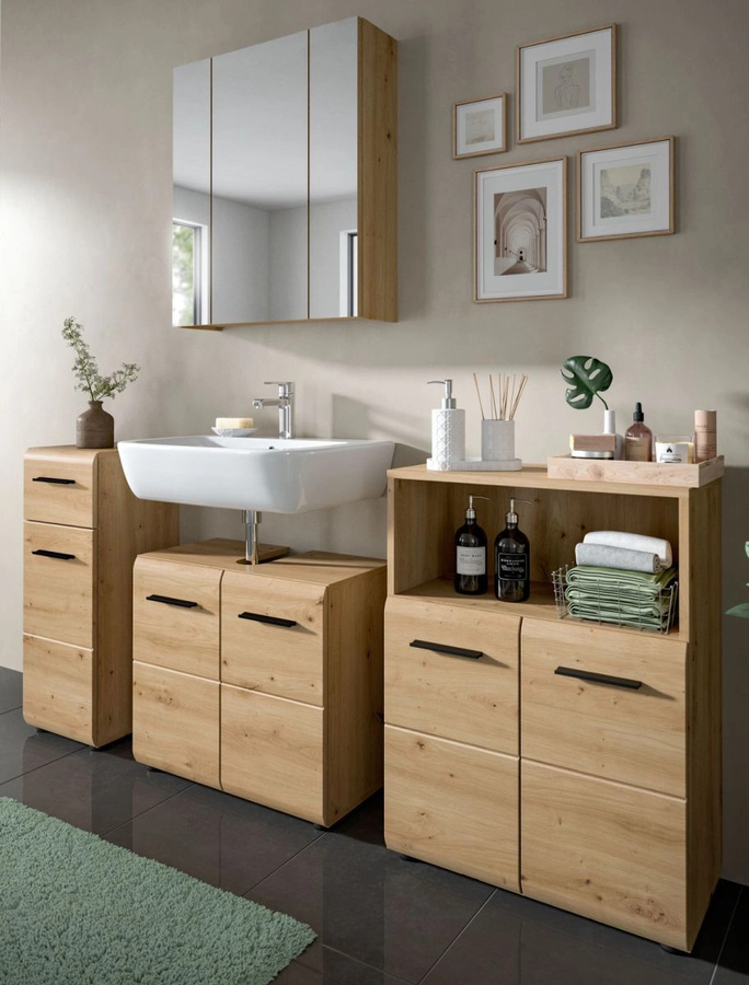 Badmöbel Set Cover von Inn.Furn in Artisan Eiche, 4-teilig, Braun, Breite: 180 cm, Höhe: 185 cm, Tiefe: 30 cm - Bild 1
