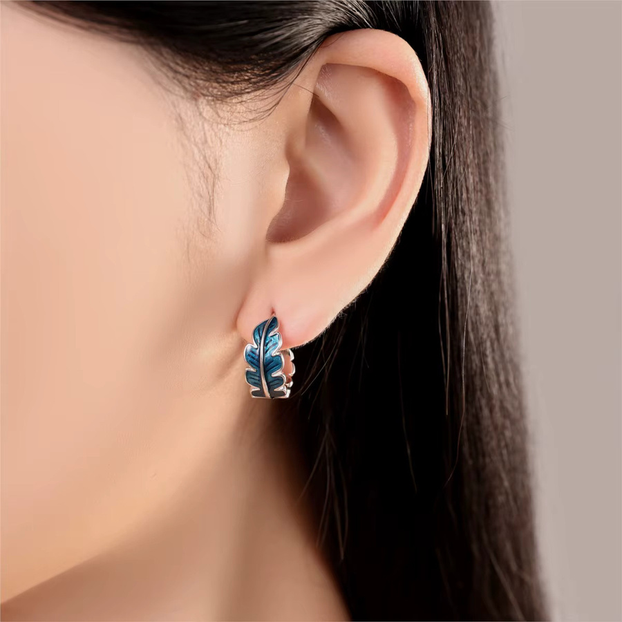 Orstarry Ohrringe, 925 Silber, blau, Federblatt, Damen - Bild 3