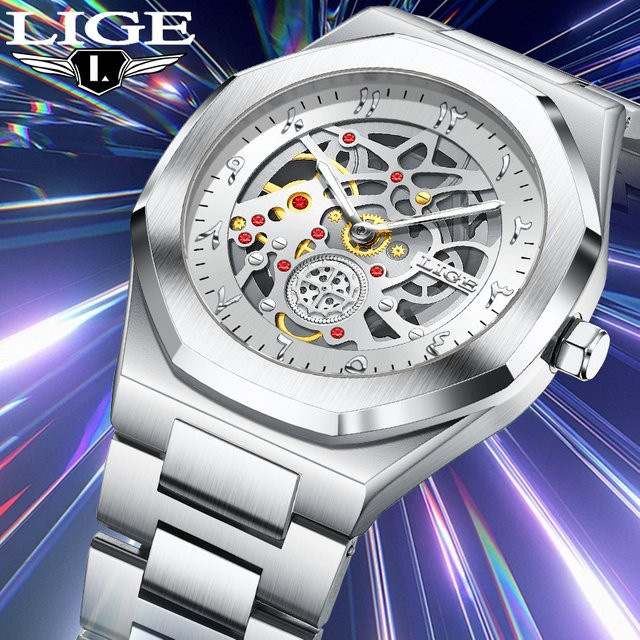 LIGE Armbanduhr, Quarz, Edelstahl, Silber, Herren - Bild 1