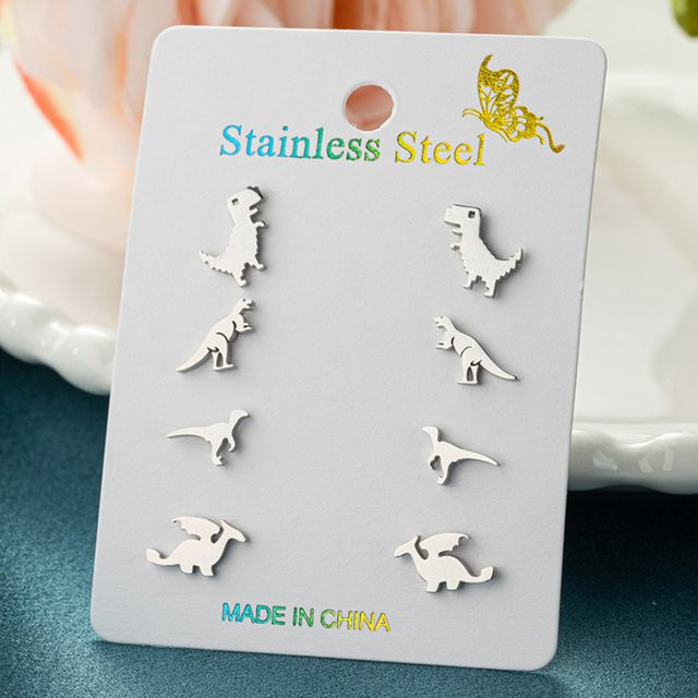 SMJEL Ohrstecker Tyrannosaurus Rex, Edelstahl, Silber, Kinder - Bild 1