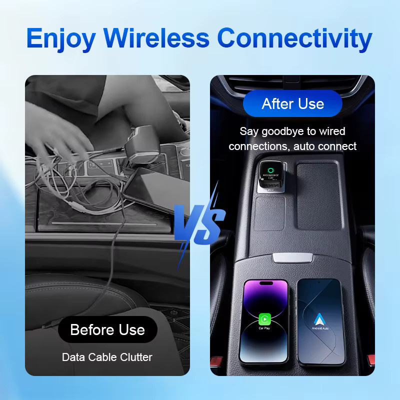 Wooboobox 2-in-1 Kabelloser CarPlay und Android Auto Adapter mit Aluminiumgehäuse in Schwarz, 5GHz USB Plug & Play Dongle für iPhone und Android - Bild 3