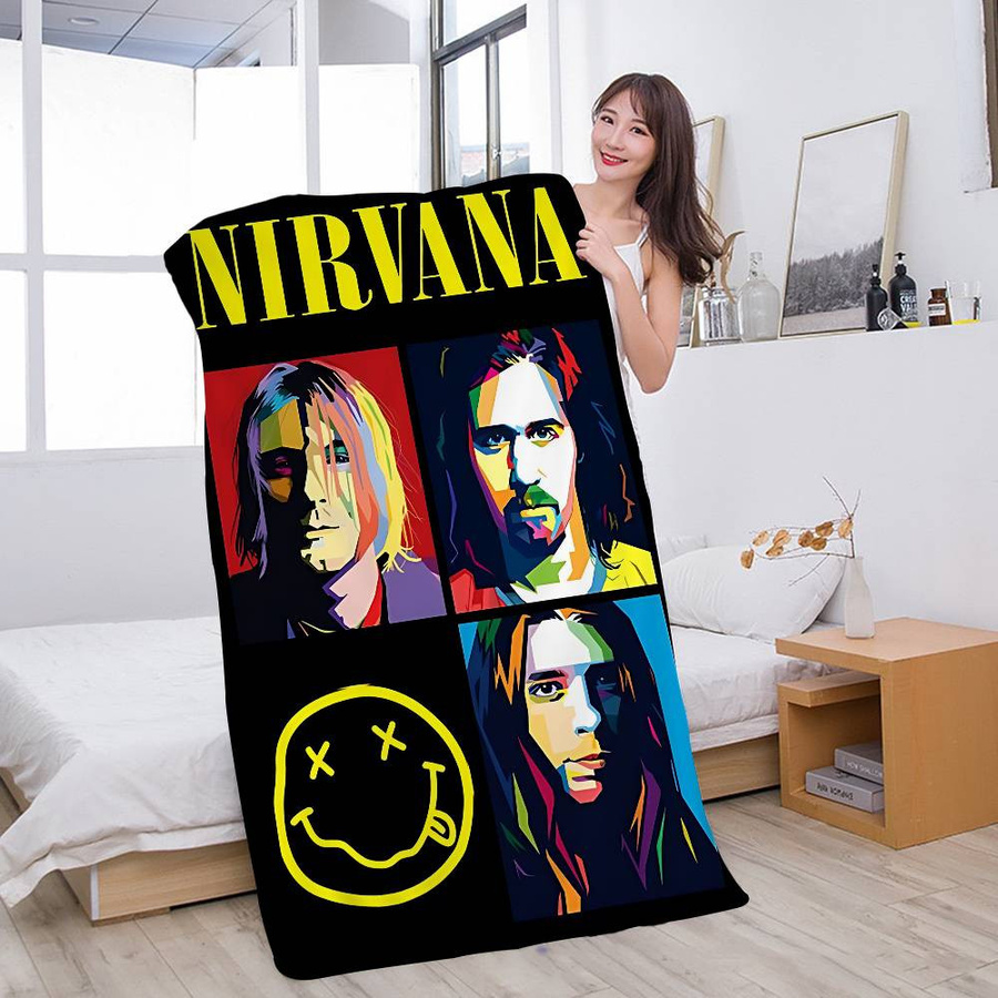 Nirvana Kurt Cobain Kinder Strandtuch mit Cartoon-Motiv aus Mikrofaser und Polyester, B/B: 50 x 100 cm, Mehrfarbig - Bild 2