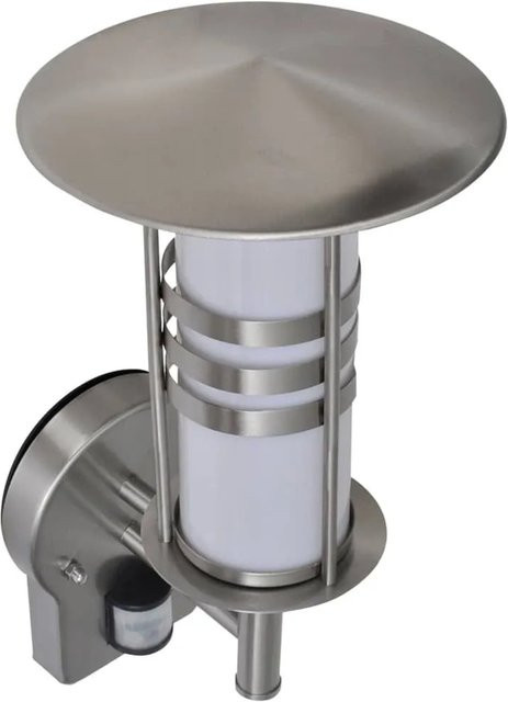 vidaXL Pagoda Wandlampe aus Edelstahl mit Bewegungssensor in Silber für Garten und Patio - Bild 1