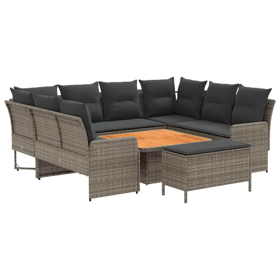 vidaXL Gartenmöbelset L-Form aus PE-Rattan und Stahl in Grau mit 7 Polsterkissen - Bild 2
