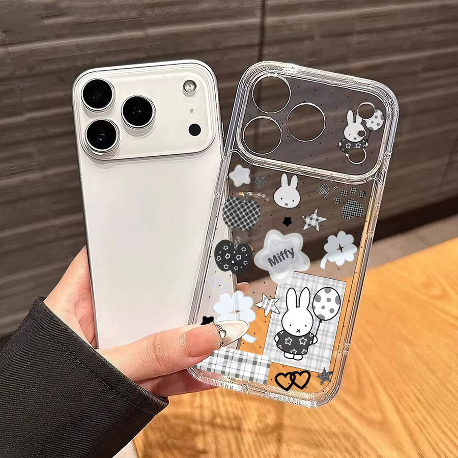 White Rabbit Miffy Handyhülle für iPhone 17 16 15 14 13 12 11 Pro Max Plus und weitere Modelle, Transparente Weiche TPU Schutzhülle - Bild 3