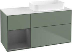 V&B Waschtischunterschrank Finion mit Wandbeleuchtung in Anthrazit lackiert, Breite: 120 cm, Tiefe: 60 cm - Bild 1