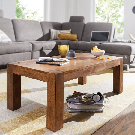 Wohnling Couchtisch aus Sheesham Massivholz in Natur Braun B/T/H: 110 x 60 x 40 cm