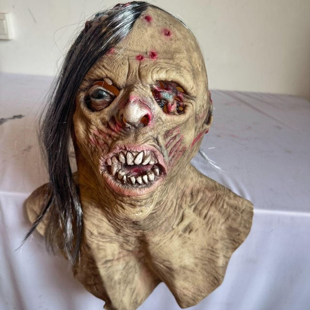 Teufel Horror Kopfbedeckung, Zombie Halloween Party Maske, One size, beige - Bild 1