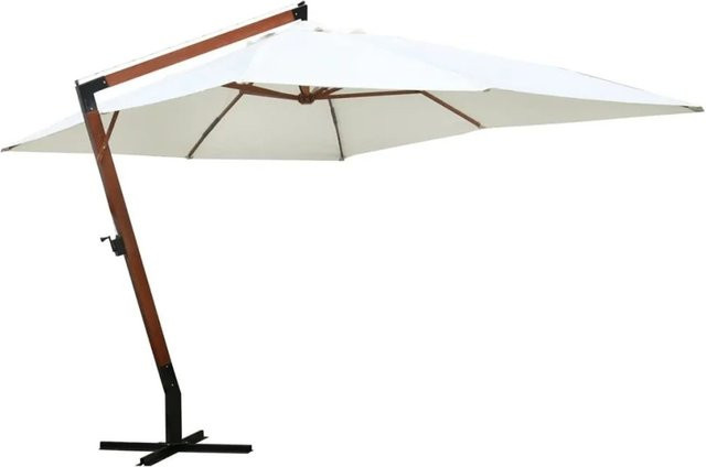 vidaXL Ampelschirm aus Holz und Polyester in Weiß, B/T: 300 x 400 cm - Bild 1