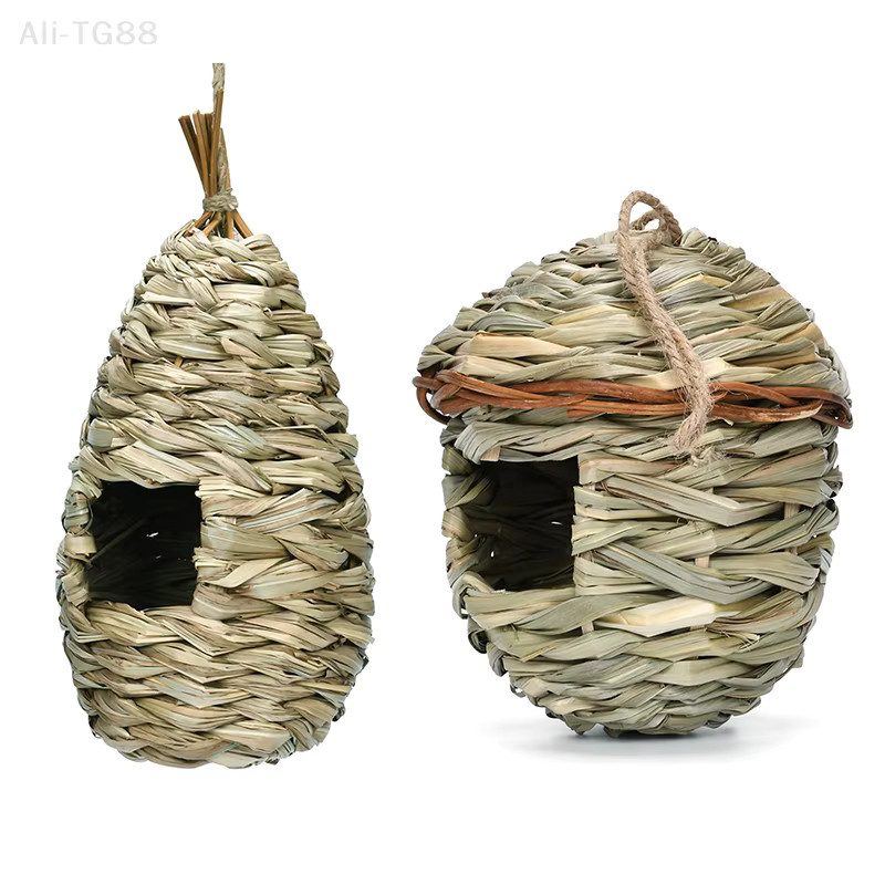 Handgewebter dekorativer Vogelhaus-Käfig aus Rattan als hängendes Papageiennest für den Außenbereich und die Gartendekoration - Bild 3