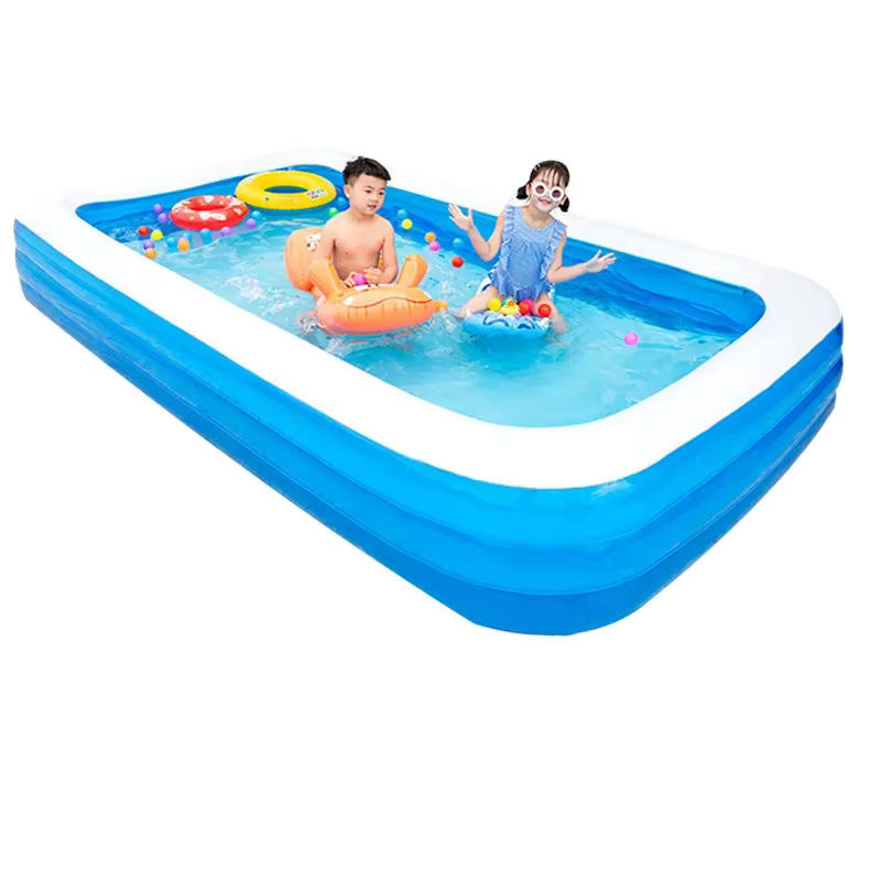 Aufblasbarer Pool für die Familie in Blau-Weiß, übergroßer und verdickter Outdoor-Pool für Garten und Wasserpartys - Bild 6