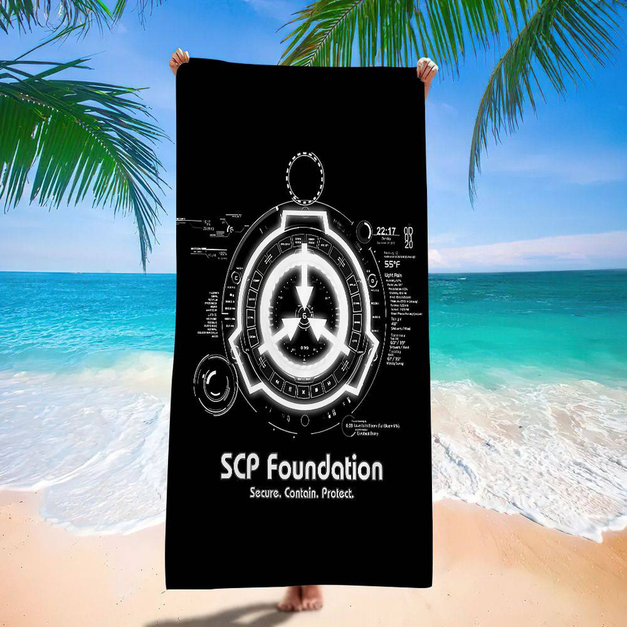 SCP Foundation Anime Strandhandtuch für Kinder, weiches und saugfähiges Reisehandtuch, Farbe: Weiß, B: 30 cm, H: 60 cm - Bild 2