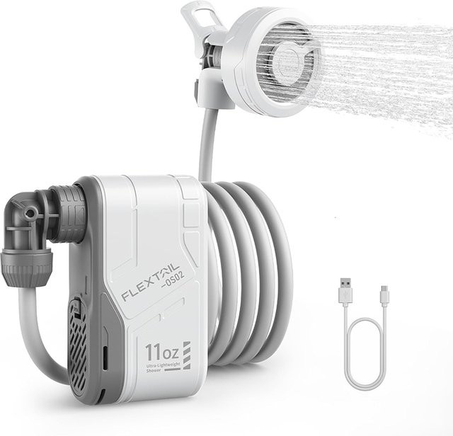 FLEXTAIL MAX SHOWER Tragbare elektrische Duschpumpe IPX7 wasserdicht in Weiß - Bild 1