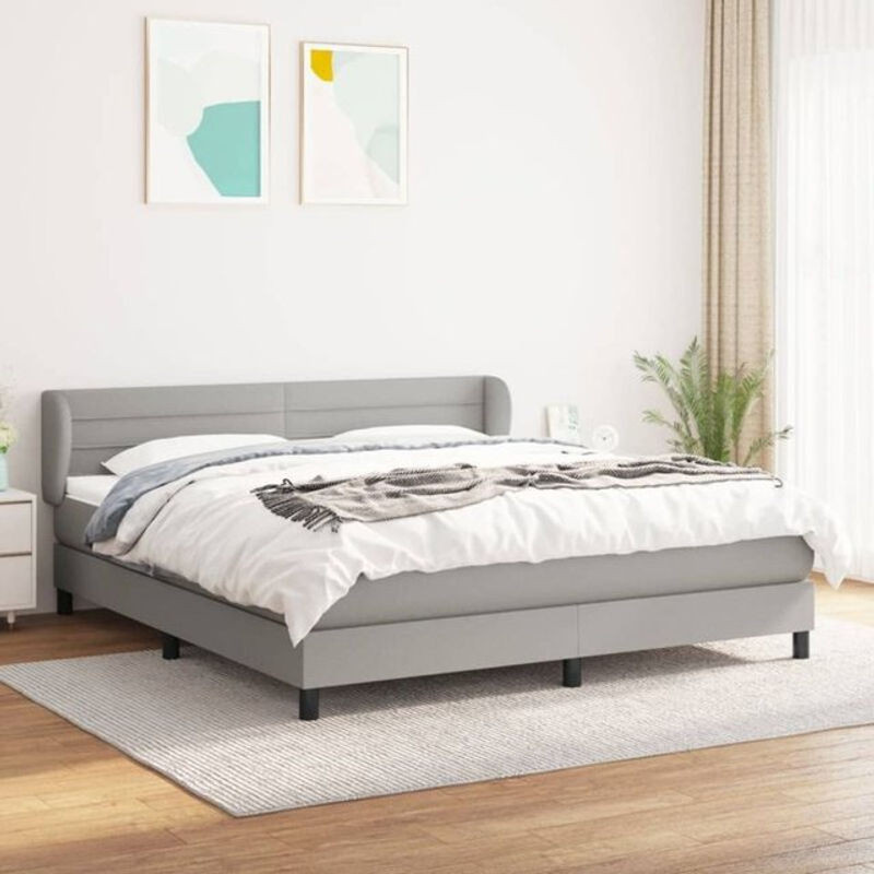 Vidaxl Boxspringbett mit Matratze aus Stoff in Grau, B/T/H: 180 x 200 x 78 cm - Bild 1