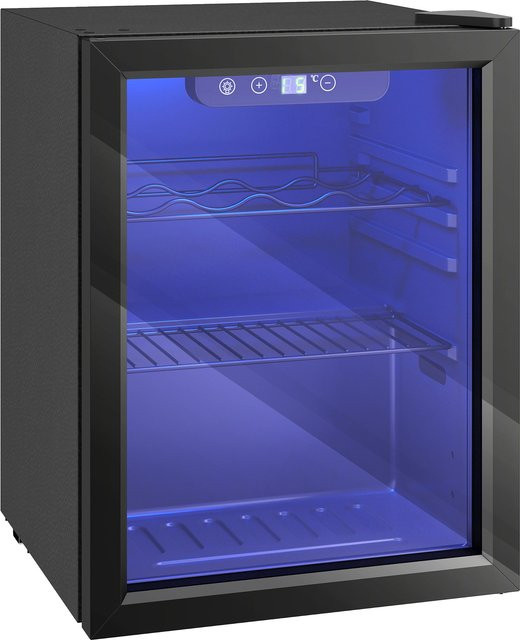 HOMCOM Weinkühlschrank Schwarz mit 48 Litern Fassungsvermögen für 16 Flaschen, Thermoelektrischer Getränkekühlschrank mit Doppelglastür, LED-Beleuchtung und LED-Display, Temperaturbereich 4-16°C - Bild 1