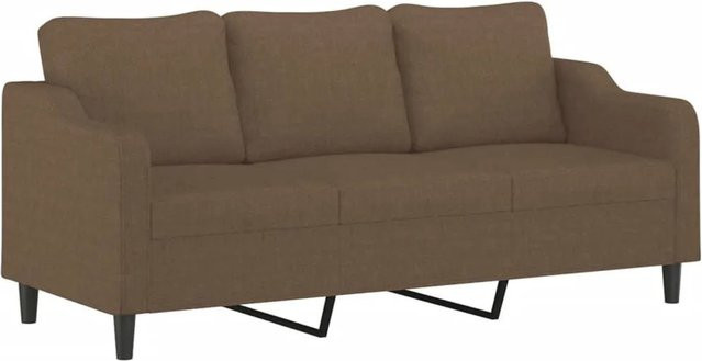 vidaXL 3-Sitzer-Sofa in Braun mit Stoffbezug und Metallrahmen, Modernes Design mit Armlehnen - Bild 1