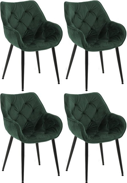 4er Set CLP Esszimmerstühle Tanna aus Samt mit gesteppter Polsterung in modernem Design - Bild 1