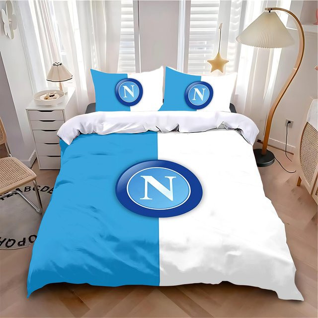 JMG Household Supplies Bettwäsche-Set SSC Neapel mit Logo-Aufdruck, Blau, Microfaser, B: 155 cm, H: 220 cm - Bild 1