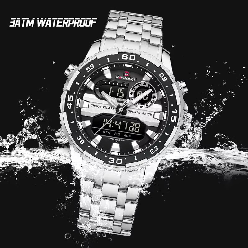 NAVIFORCE Armbanduhr, Analog-Digital, Quarz, Edelstahl, Herren, Silber - Bild 4
