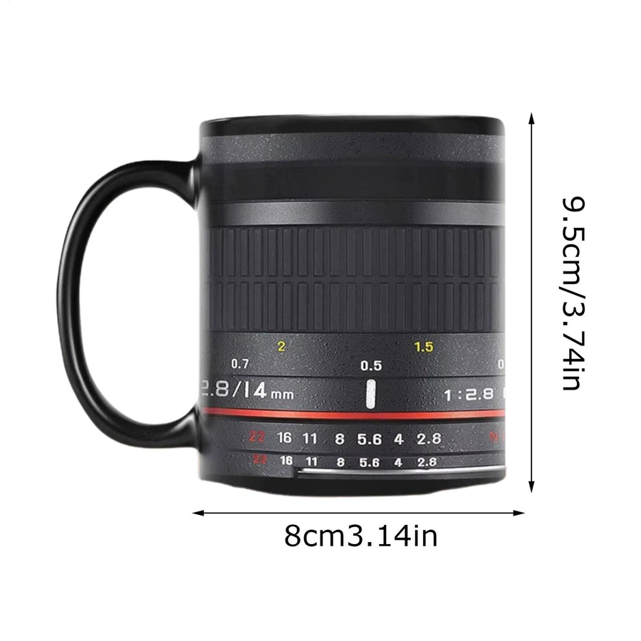 Keramik-Kaffeetasse im Kameraobjektiv-Design, schwarze Teetasse für Damen und Herren - Bild 6