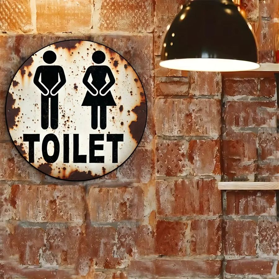 HELLOYOUNG Vintage Toiletten-Aluminiumschild mit Toiletten-Symbolen zur Wandmontage, B/H: 20 x 20 cm - Bild 4