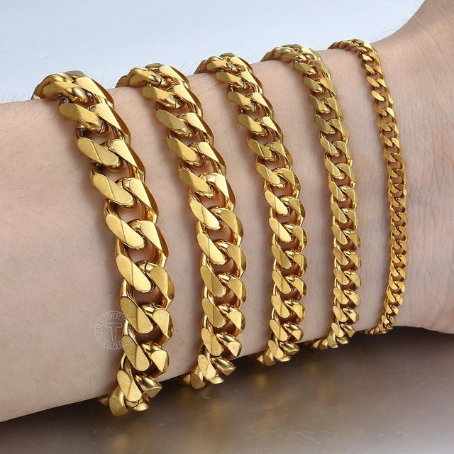 YIRAN Jewelry Armband Edelstahl, Cuban Link, Damen, Männer - Bild 1