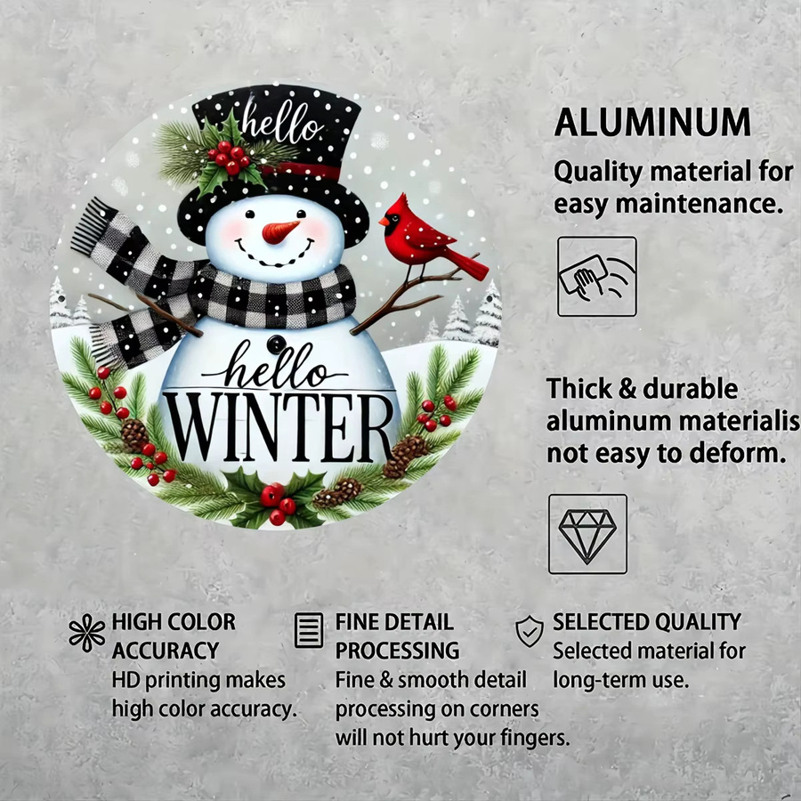 Potdemiel Wintergrüße Metallschild mit Holly-Kranz-Motiv in Weiß, Rundes Vintage-Dekoschild für Wand und Tür - Bild 5