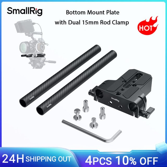SmallRig Bodenmontageplatte mit Dual-15-mm-Stabklemme in Schwarz für Sony, Canon und Panasonic Kamerasysteme - 5609 - Bild 1