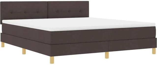 vidaXL LED Boxspringbett mit Matratze in Dunkelbraun, Hybrid-Matratze mit USB-Anschluss und Unterbettbeleuchtung, B/T: 180 x 200 cm - Bild 1