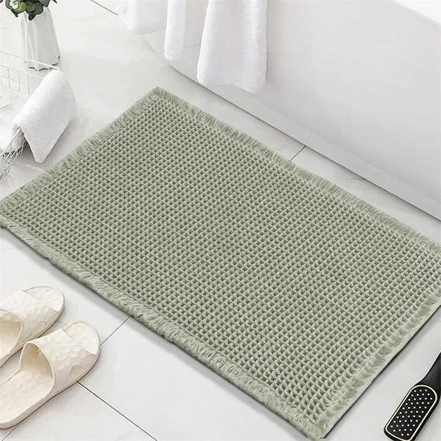 Bestbags Badematte kariert in Grün, superweich und rutschfest, maschinenwaschbar, B/T: 43 x 61 cm - Bild 1