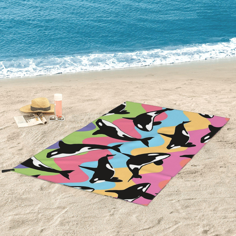 Orca Schwertwal Strandtuch aus weicher Mikrofaser, schnelltrocknend und saugfähig, Multicolor, Breite: 40 cm, Höhe: 60 cm - Bild 2
