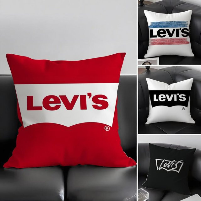 L-Levis Kissenbezug quadratisch in Weiß und Rot mit verdecktem Reißverschluss, Breite: 30 cm, Höhe: 30 cm - Bild 1