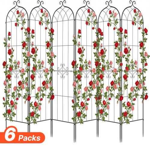 VEVOR Garten Rankgitter Set aus Q195 Stahl für Rosen und Pflanzen, Schwarz, 6er Pack, Höhe: 220 cm, Breite: 52,5 cm - Bild 1