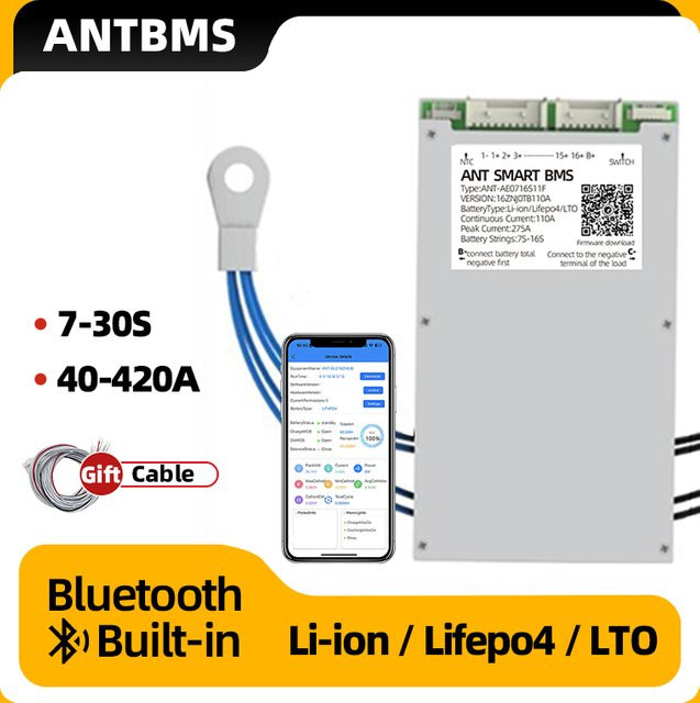 ANT BMS Smart Akku-Management-System mit Bluetooth für Li-Ion, LiFePo4 und LTO Akkus in Weiß - Bild 1
