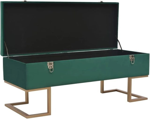 vidaXL Bank mit Staufach aus Samt in Grün, B/T/H: 105 x 40 x 44 cm - Bild 1