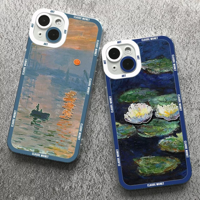 Etmakit Handyhülle mit Claude Monet Kunstmotiv für iPhone 15 14 13 12 11 Pro Max Mini XS X XR SE 7 8 Plus Soft Cover in Multicolour - Bild 1
